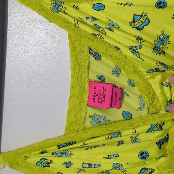 Rare Betsey Johnson Torrid lace slip dress neon - Picture 3 of 6